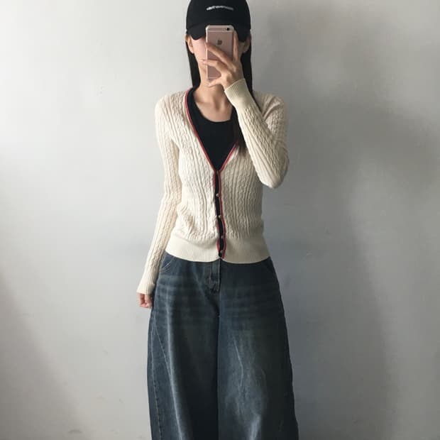 빈폴 브이넥 케이블가디건