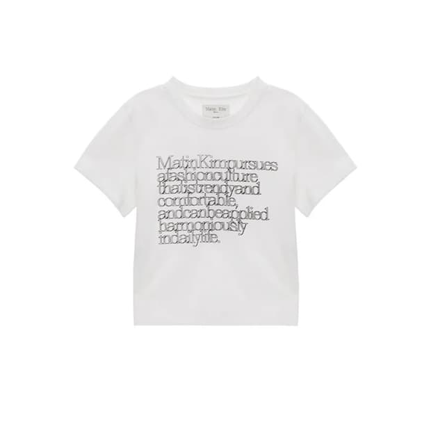 마뗑킴 Thin typo top in white 반팔티M