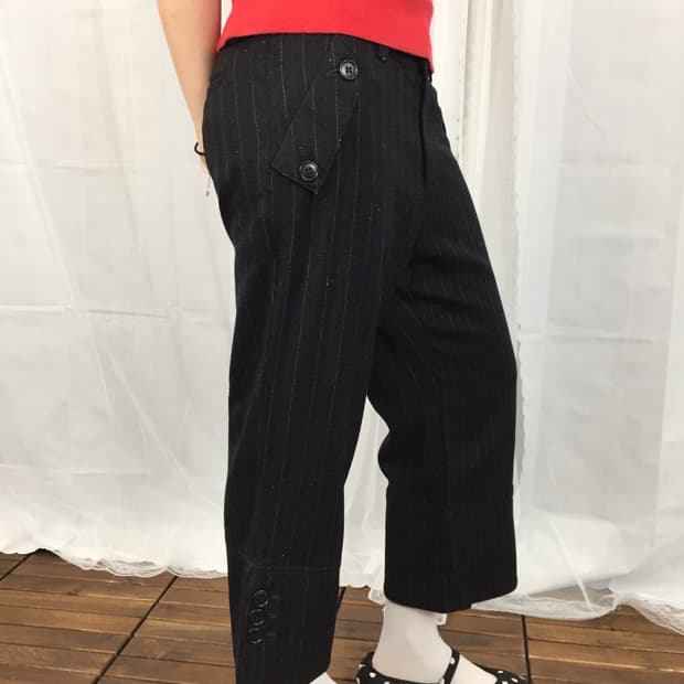 'RENAULT' Wool Check Crop Pants