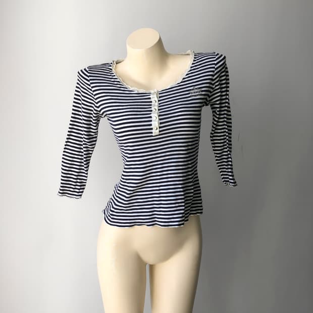 레이스 스트라이프 7부 티셔츠