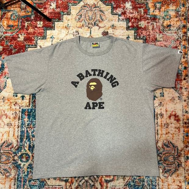 [2XL] 베이프 사루 로고 반팔 그레이