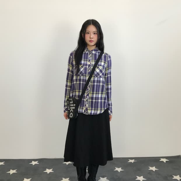  Moussy Purple Cotton Checked Shirts