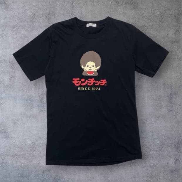 몬치치 Monchhichi 블랙 프린팅 반팔 티셔츠 L