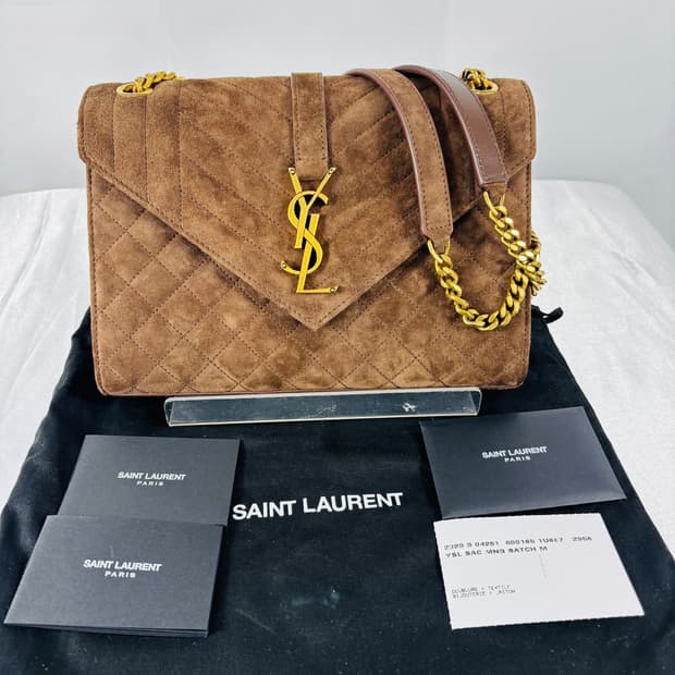 (새상품,정품)생로랑 엔벨로프 미디움 스웨이드 체인숄더백