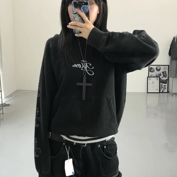 jpn 레터링 디테일 후드