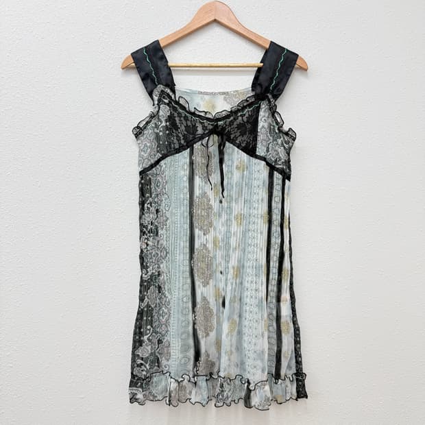 빈티지 Spinkle 레이스 프릴 레이어드 원피스