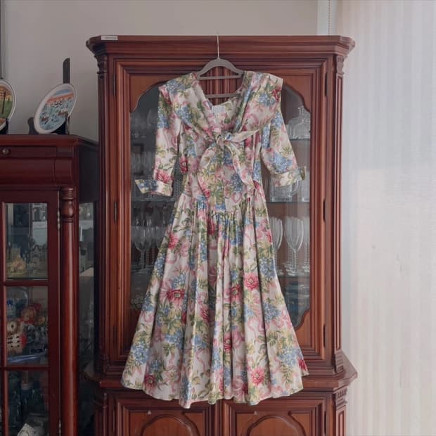 초레어 80년대 빈티지 꽃무늬 드레스