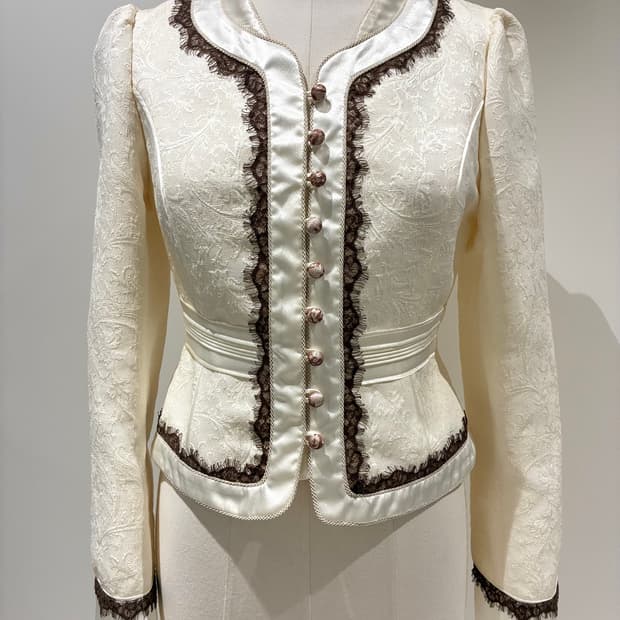 자카드 레이스 버튼 자켓