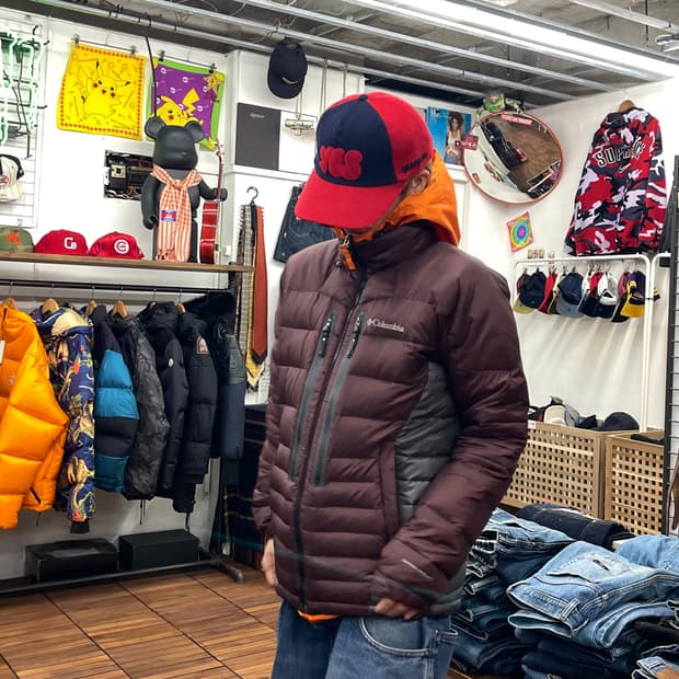 컬럼비아 옴니히트 구스다운 버건디 패딩