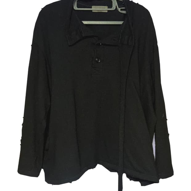 요지 야마모토 스카프 니트 블랙