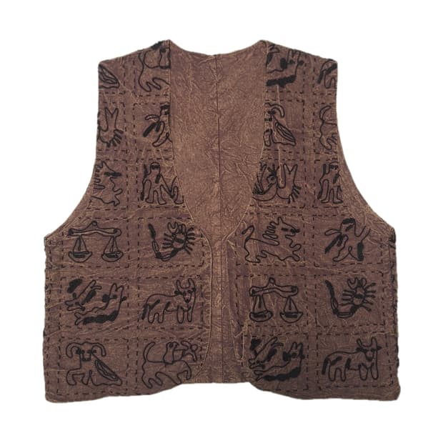 히피 보헤미안 자수 무늬 조끼 베스트