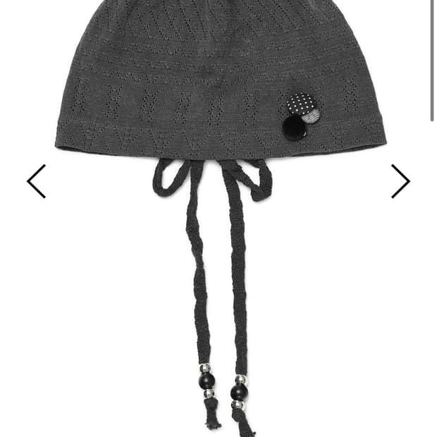 허그유어스킨 스트링 브로치 비니 모자(차콜)