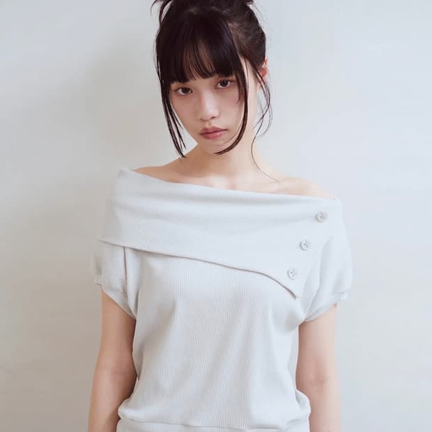 oafish button wide collar t-shirts gray