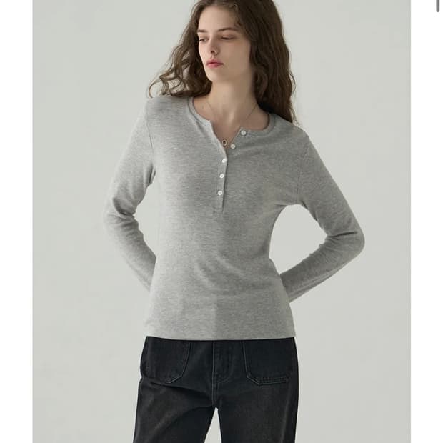 (M) 드로우핏 우먼 웨일 헨리넥 롱 슬리브 티셔츠 [L.GREY]