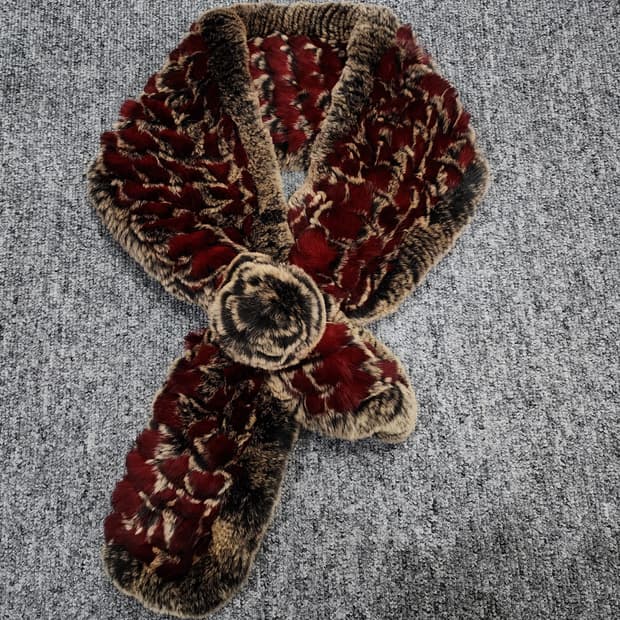 빈티지 로즈 렉스 퍼 머플러 토끼털 목도리