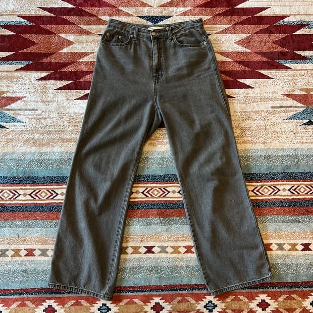 마뗑킴 워싱 와이드 데님 팬츠 [흑청] L