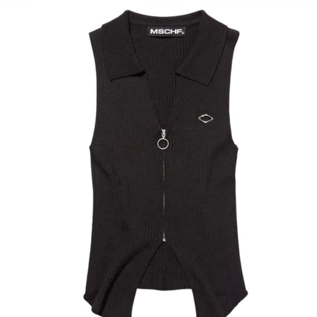 Mischief mschf 미스치프 니티드 투톤 슬리브리스 블랙