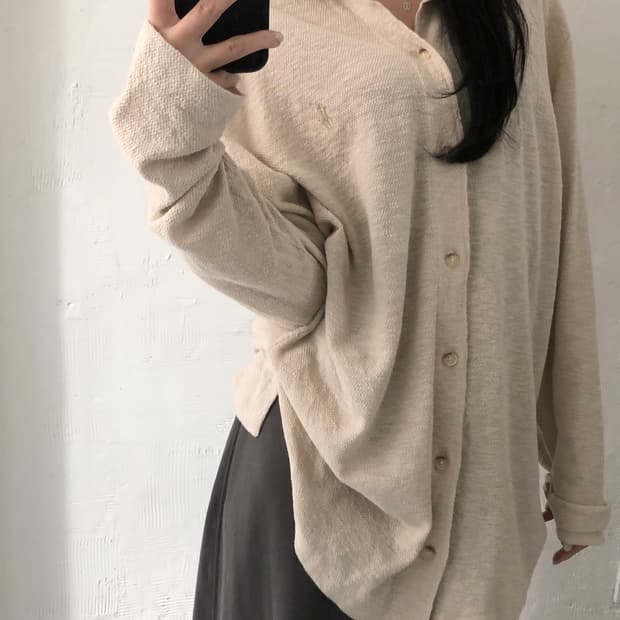 Polo 폴로 랄프로렌 신형 코튼린넨 베이지컬러 버튼 카라 슬리브 가디건
