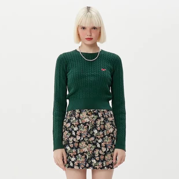 키르시 크롭 니트 그린