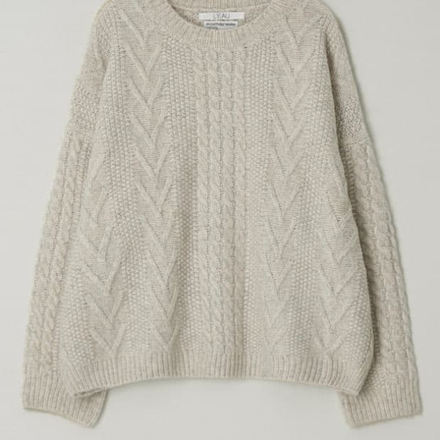 L'EAU 로우서울 케이블 니트 아이보리 (빠른 거래)