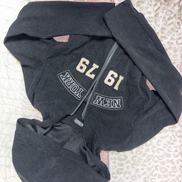 골지 빈티지 후드집업 블랙