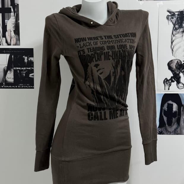 00s gyaru mood hoodie onepiece 