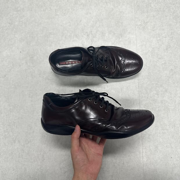 Prada sports brown leather