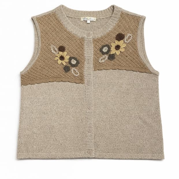 JPN 90s~00s 일본 빈티지 y2k 모리걸 플라워 자수 니트 베스트