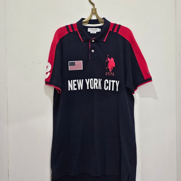 U.S Polo ASSN 네이비 레드 빅포니 PK반팔셔츠