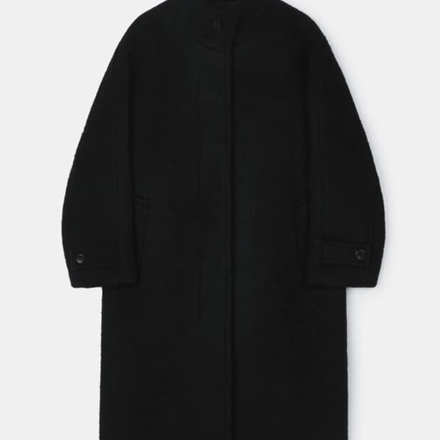 Oversized high neck boucle coat (Black)