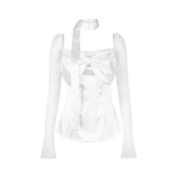 힐다 고희 실키 스완 블라우스 화이트