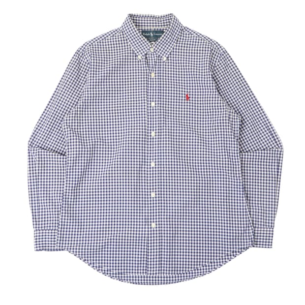 폴로 랄프로렌 블루 깅엄체크 커스텀핏 셔츠