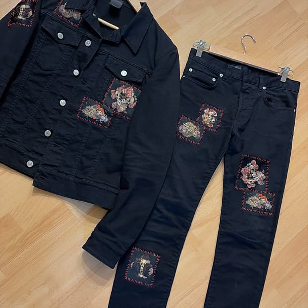 디올옴므 토루카메이 패치 데님 트러커 자켓 팬츠 셋업