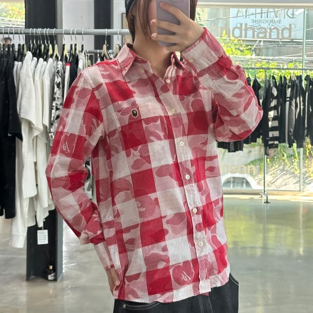 베이프 에이프 긴팔 체크셔츠