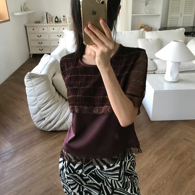 vintage pattern mesh top