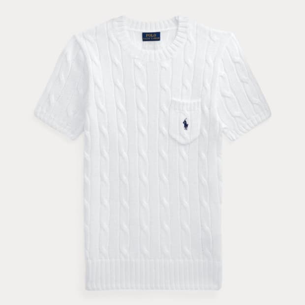 새상품)폴로 랄프로렌 케이블 반팔 니트 화이트