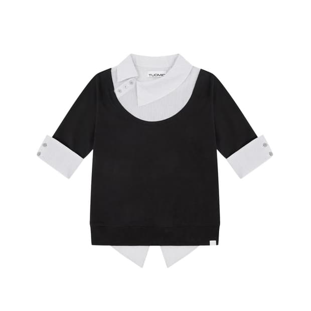 뚜오미오 ASYMMETRIC COLLAR TOP [BLACK] 2