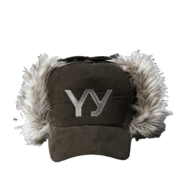 Open YY Faux Fur Corduroy Earflap cap