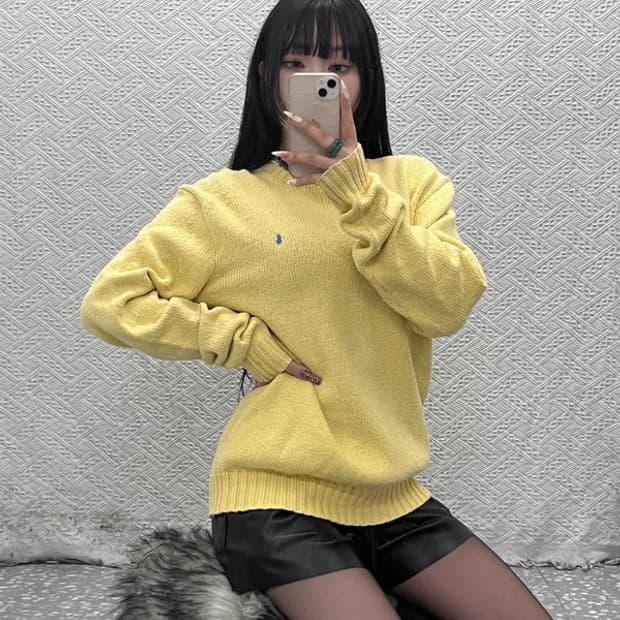 폴로 랄프로렌 레트로 90's 옐로우 니트 L C09428
