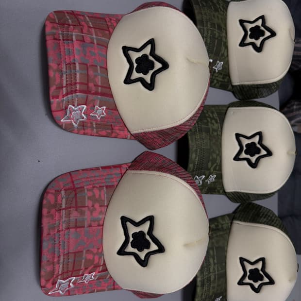 스타팀 레오파드 트러커캡 핑크, 그린