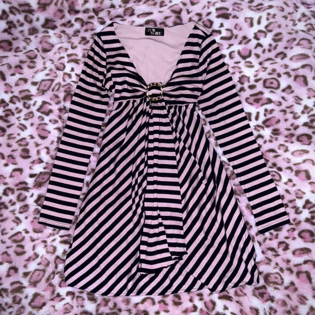 세실맥비 원피스 갸루 핑크 블랙 아게하 버클 큐빅