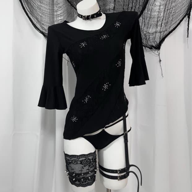 lace cubic t-shirt