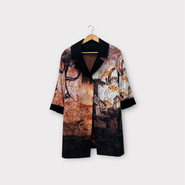 이상봉 아트 패턴 원버튼 봄코트 자켓 82사이즈