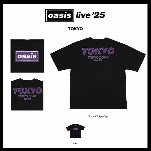 오아시스 공식 라이브25 도쿄돔 블랙 티셔츠