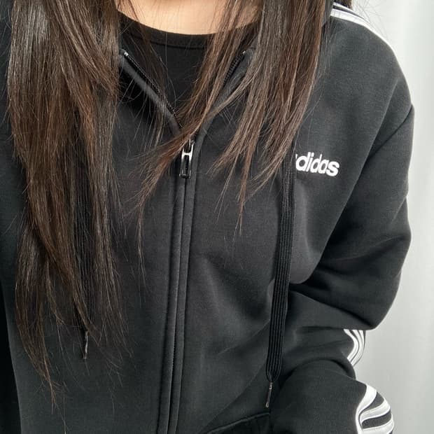 아디다스 블랙 후드집업