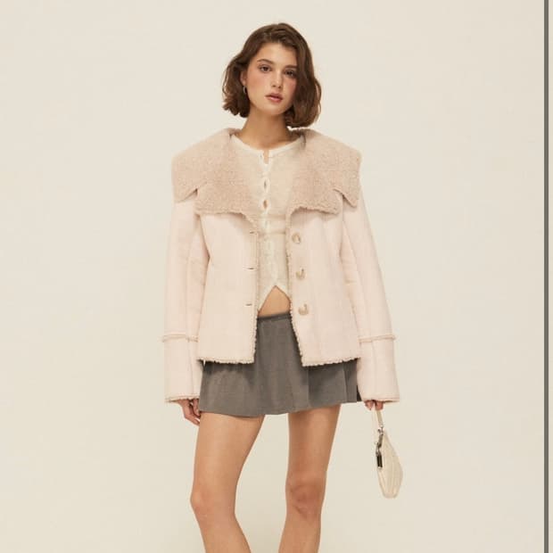 쓰리타임즈 이사벨라 퍼 코트 핑크