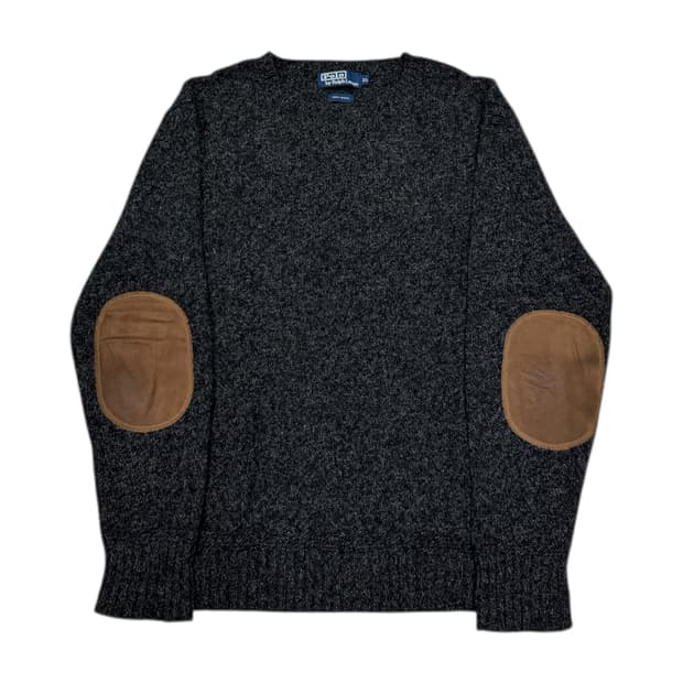 폴로 랄프로렌 울100 엘보우 패치 니트 그레이 XL