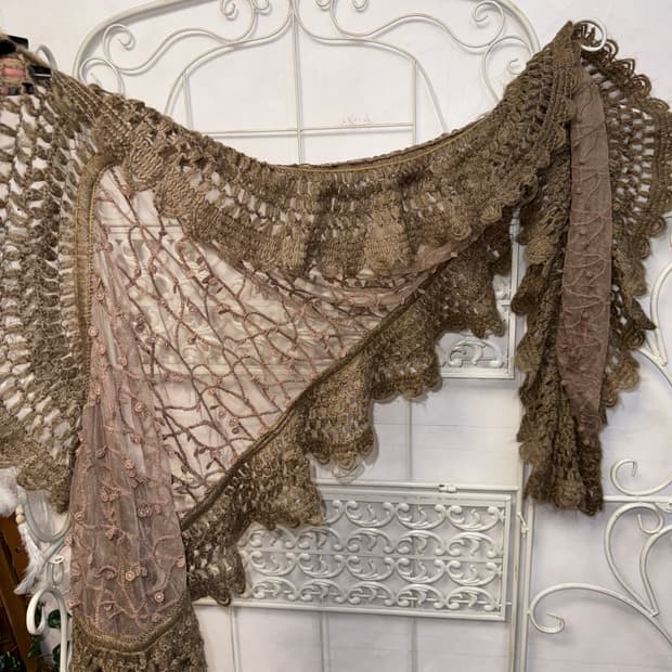 Khaki brown fairy lace crochet muffler