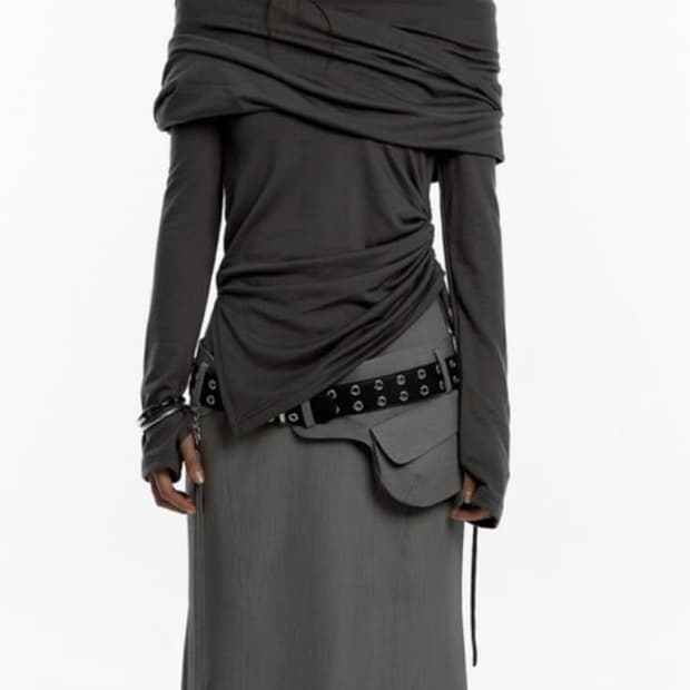 카시코 카울 후드 롱슬리브 차콜