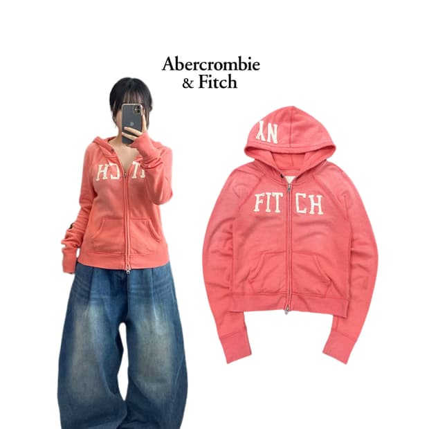 아베크롬비 Y2K 아치로고 딱붙 후드집업